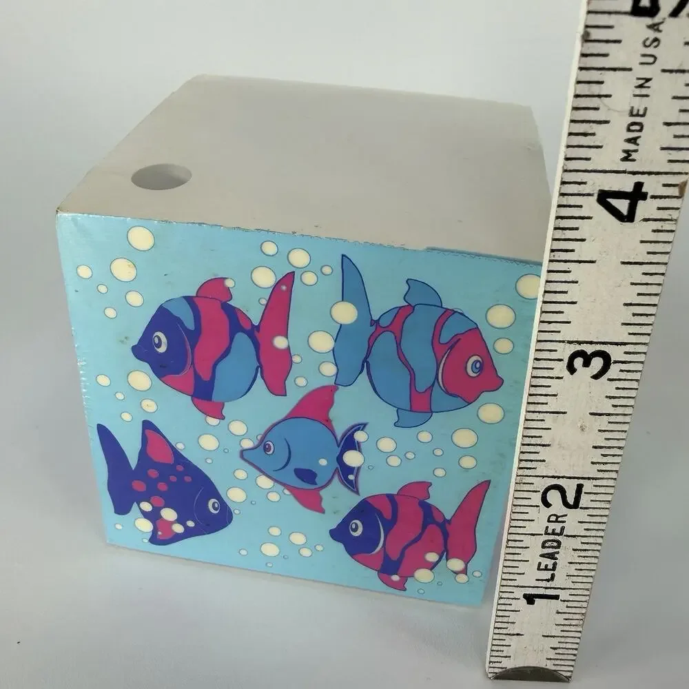 Vintage Note Cube Tropical Fish Bubbles 1990s Blue Purple USA Aquarium NEW